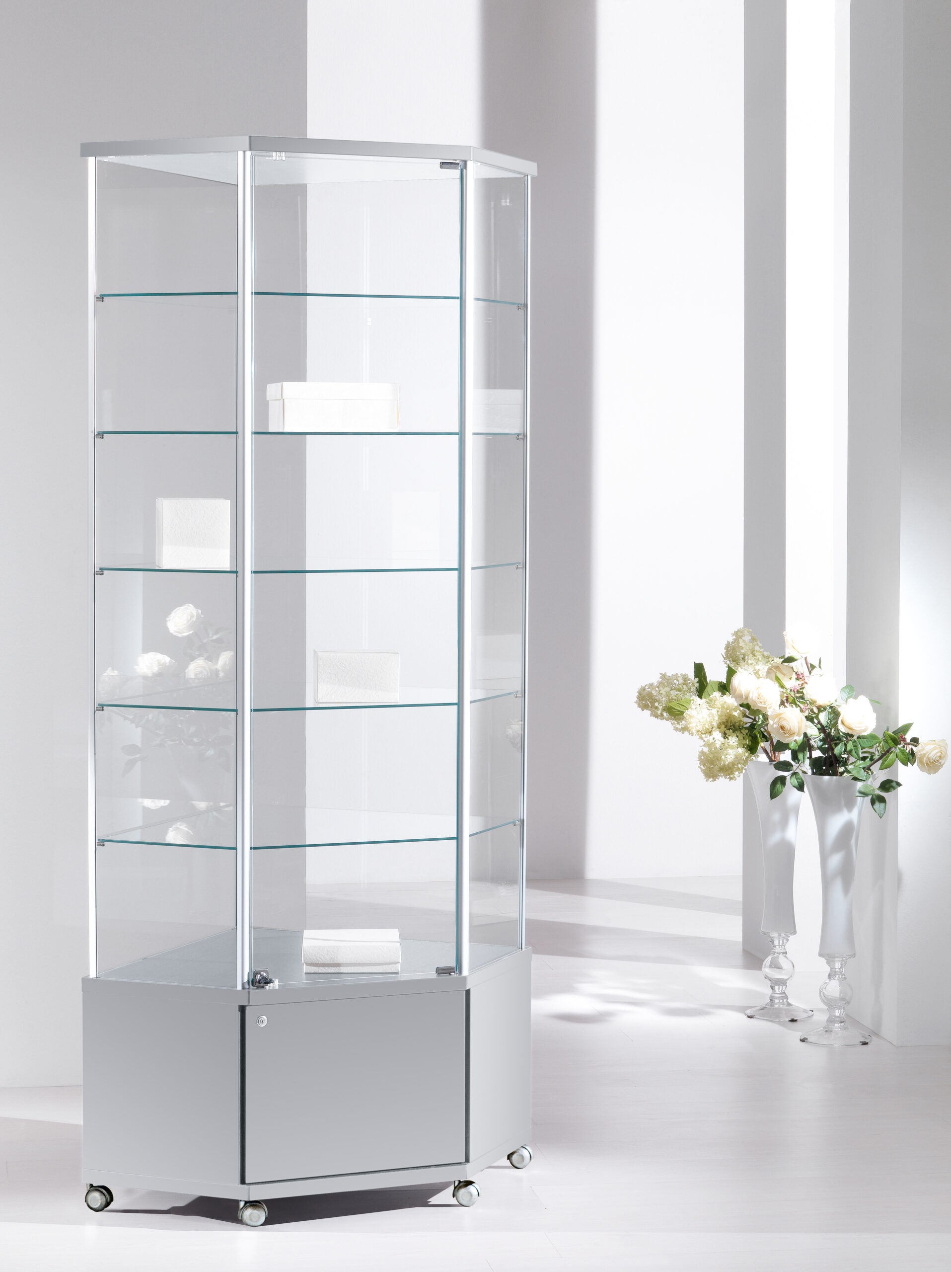 VETRINE ALLUMINIO, VETRINE ANGOLARI ALLDESIGN 73X73X220 CM - 70/MA - ITALVETRINE
