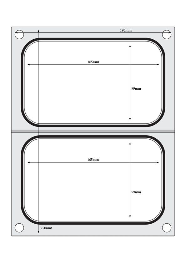 MATRICE SIGILLANTE PER VASCHETTE, HENDI, RECIPIENTE A DUE COMPARTIMENTI 227X178 MM - 805596
