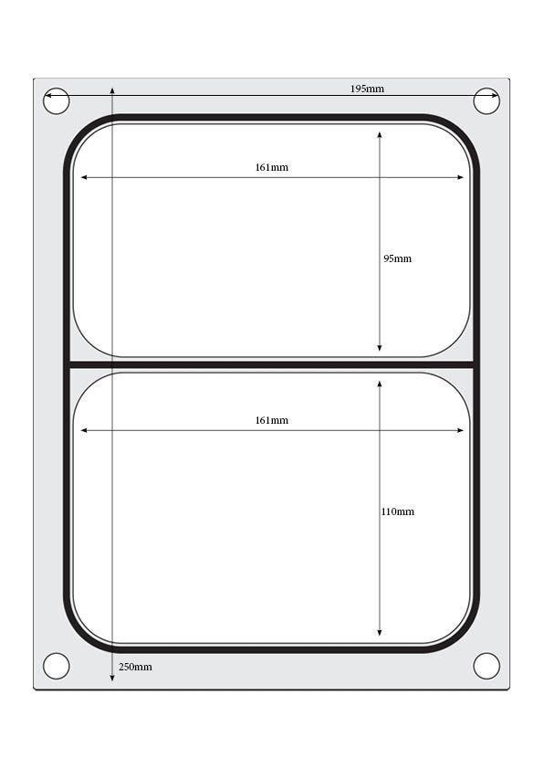 MATRICE SIGILLANTE PER VASCHETTE, HENDI, RECIPIENTE A DUE COMPARTIMENTI 227X178 MM - 805596
