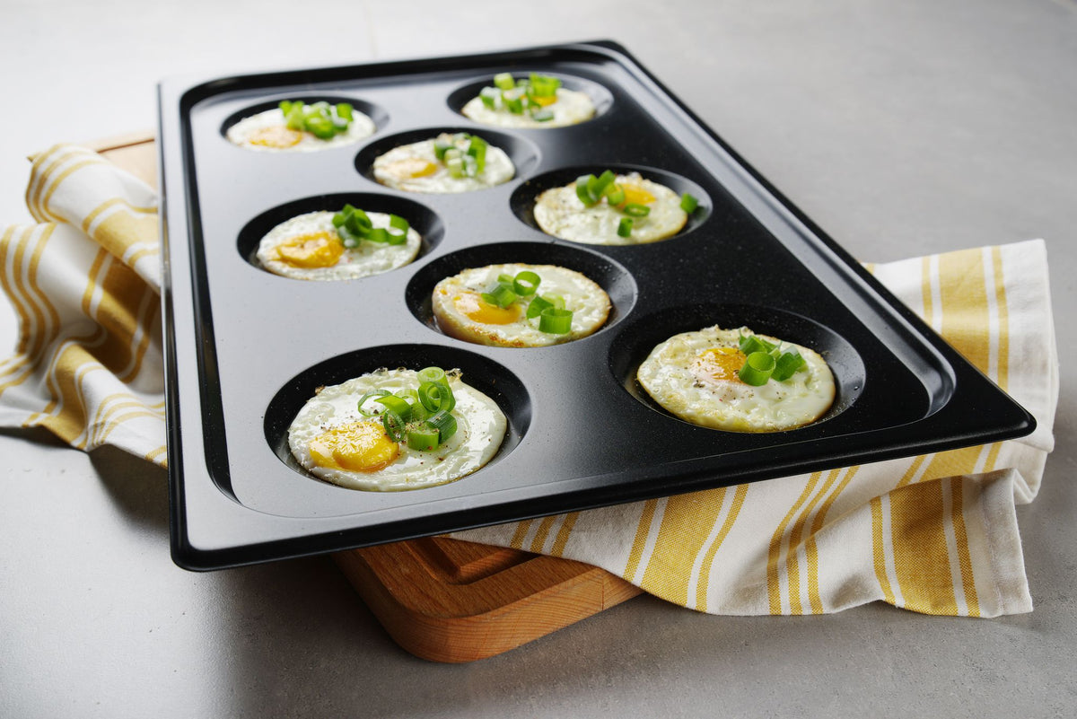 VASSOIO CON RIVESTIMENTO ANTIADERENTE CONVECTOMAT EGGPLATE, HENDI, GN 1/1, NERO, 530X325X(H)26MM - 808856