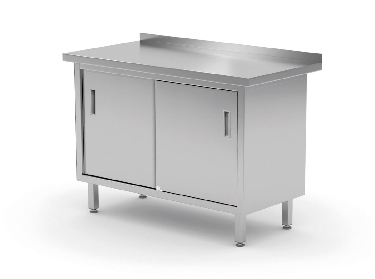 ARMADIO DA LAVORO CON ANTE SCORREVOLI, BULLONATO, HENDI, PROFI LINE, ARGENTO, 1400X600X(H)850MM - 817773