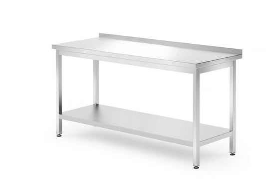 TAVOLO A PARETE CON RIPIANO - BULLONATO, PROFONDITÀ 700 MM, PROFI LINE, 1600X700X(H)850MM