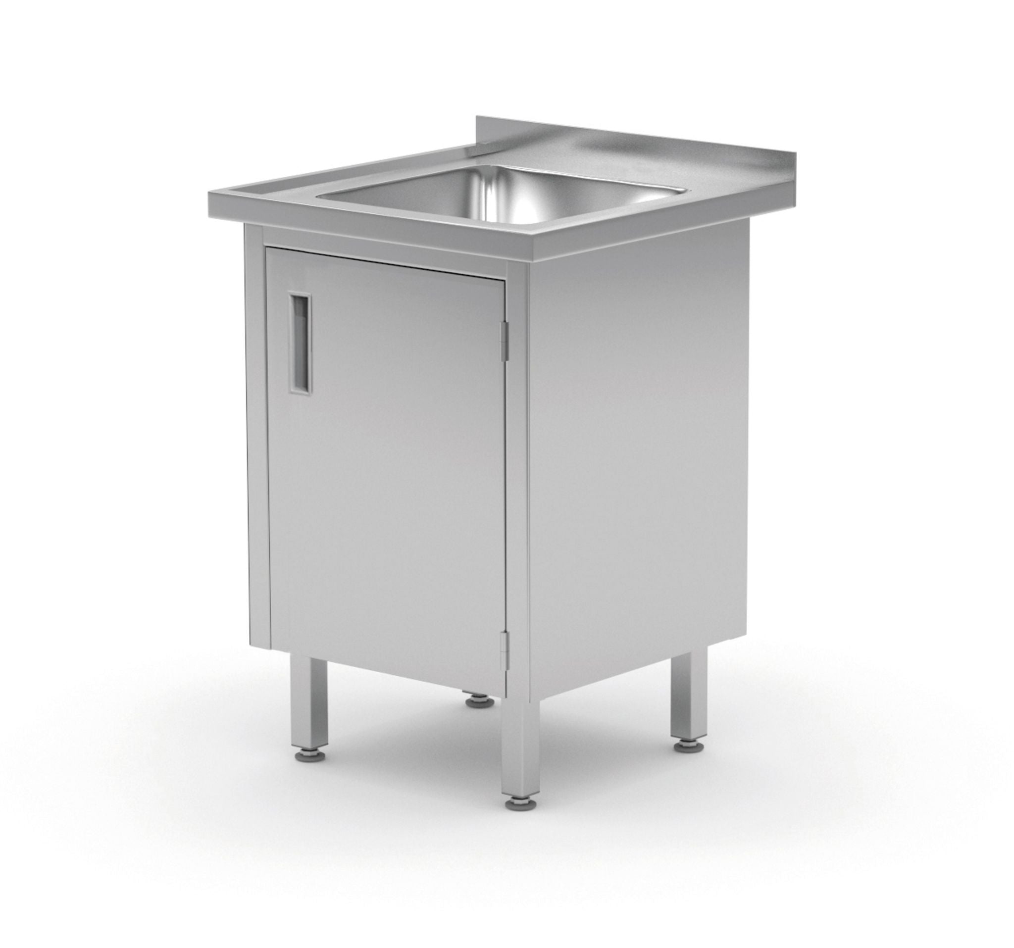 TAVOLO LAVANDINO, SALDATO, CON ARMADIETTO E PORTE INCERNIERATE, HENDI, PROFI LINE, 600X600X(H)850MM - 813522