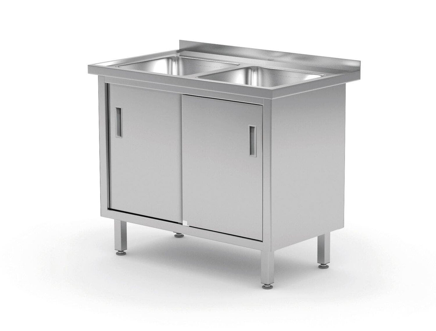 TAVOLO CON 2 LAVANDINI, ARMADIO – SALDATO, CON PORTE SCORREVOLI, PROFI LINE, 1000X600X(H)850M