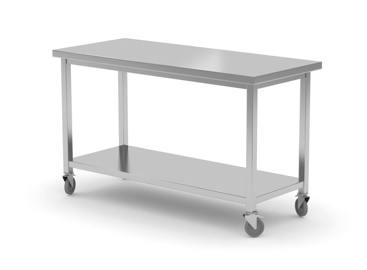 TAVOLO INOX MOBILE CON RIPIANO, HENDI - 815793