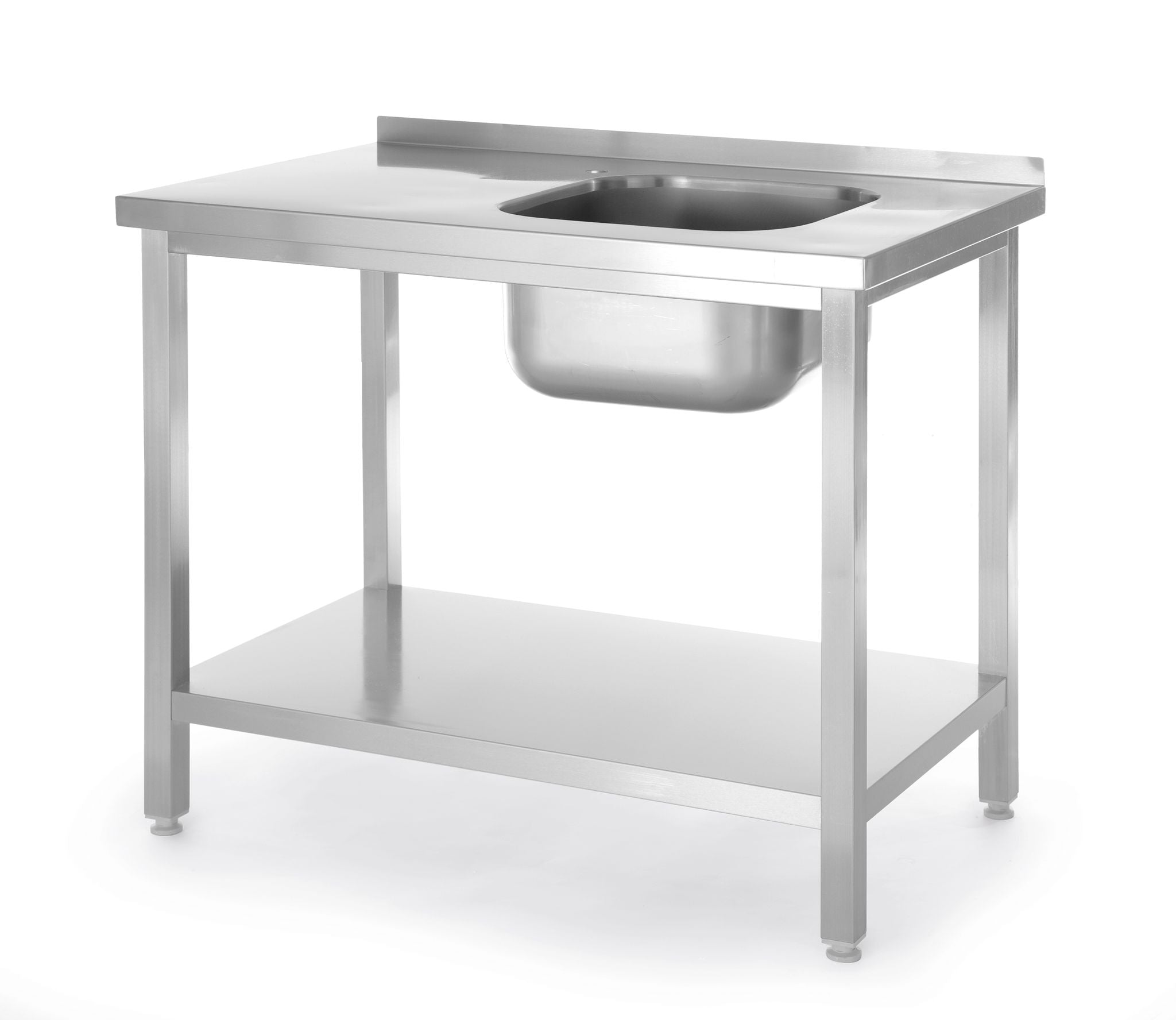 TAVOLO LAVELLO CON RIPIANO, IMBULLONATO, HENDI, KITCHEN LINE, 1000X600X(H)850MM - 817025