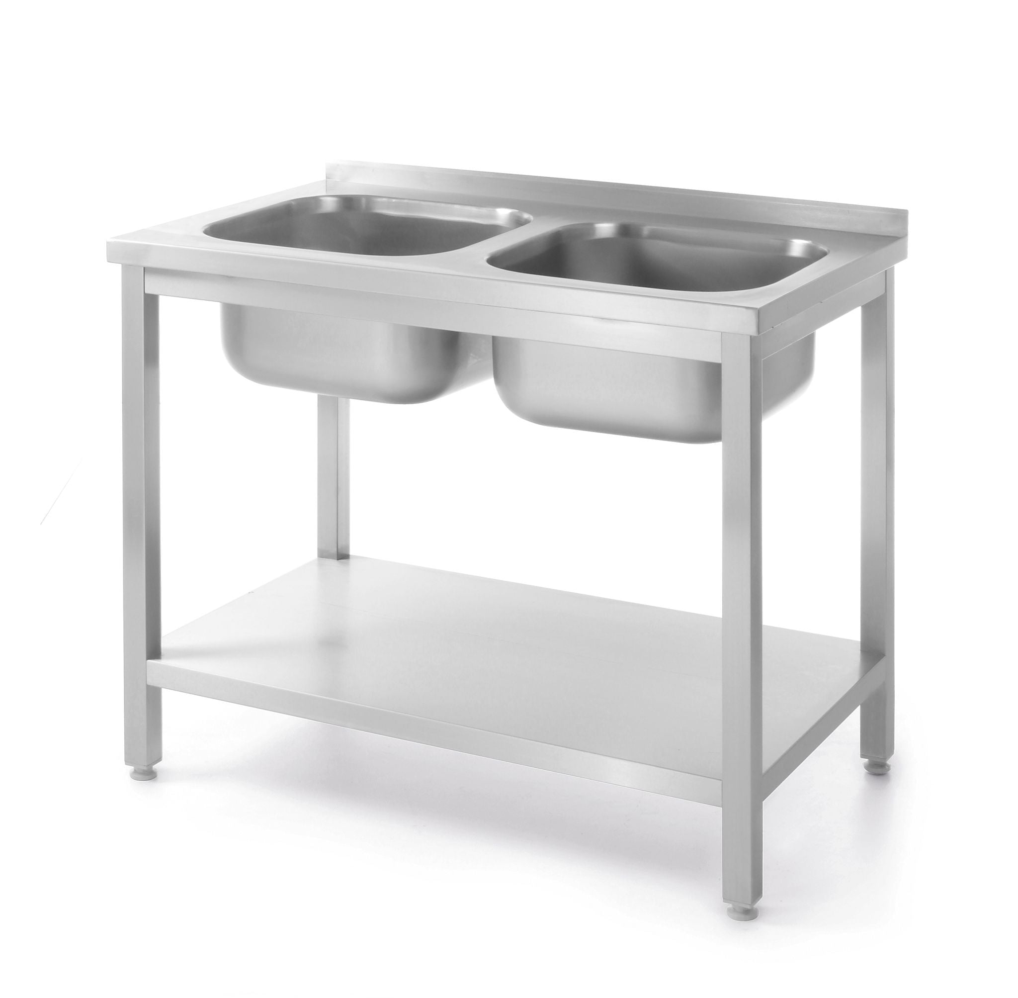 TAVOLO CON 2 LAVELLI E MENSOLA, IMBULLONATO, HENDI, KITCHEN LINE, DUE LAVELLI, 1000X600X(H)850MM - 817032