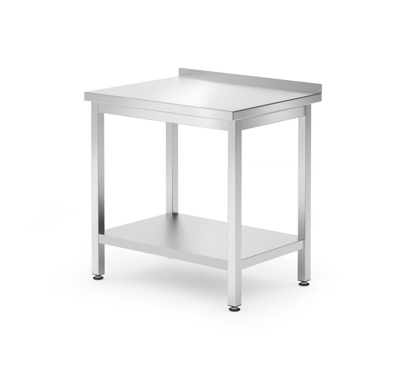 TAVOLO A PARETE CON RIPIANO – BULLONATO, PROFONDITÀ 600 MM, KITCHEN LINE, 800X600X(H)850MM