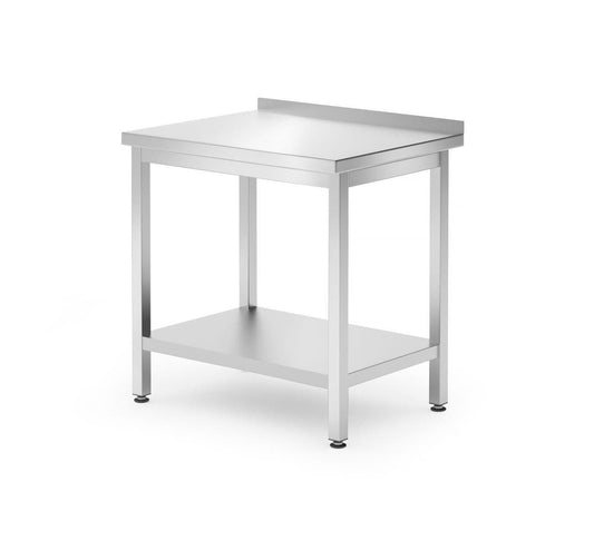 TAVOLO A PARETE CON RIPIANO – BULLONATO, PROFONDITÀ 600 MM, KITCHEN LINE, 800X600X(H)850MM