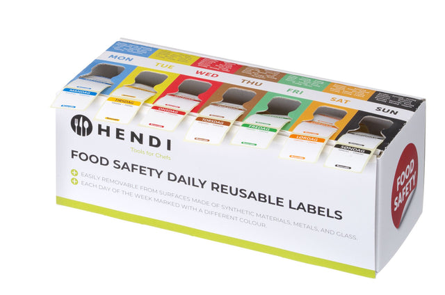 SET DI ADESIVI PER LA SICUREZZA ALIMENTARE, MULTIUSO, FACILE DA RIMUOVERE, CON DISPENSER, HENDI, 240 - 850688