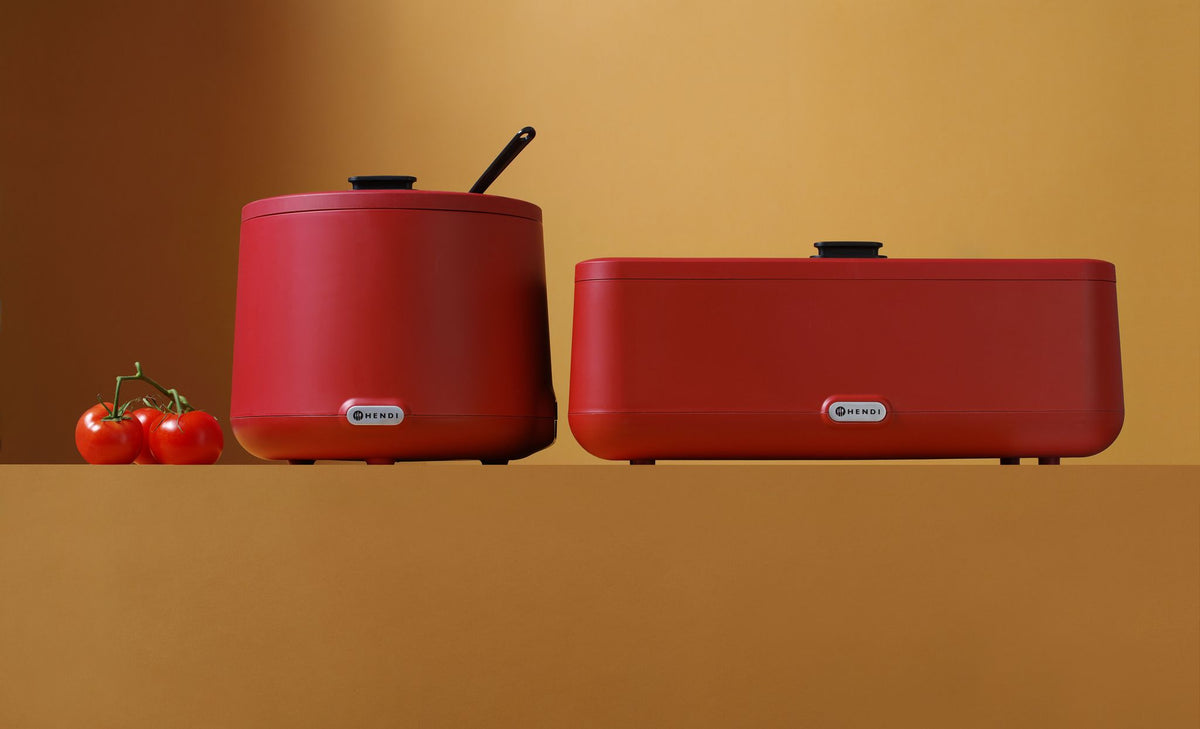 BOLLITORE PER ZUPPA UNIQ, HENDI, DESIGNED BY ROBERT BRONWASSER, 8L, ROSSO, 220-240V/500W, Ø365X(H)32 - 860571