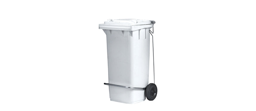 BIDONE POLITENE C/PED+RUOTE 120LT B/CO - 86614 - MORINI