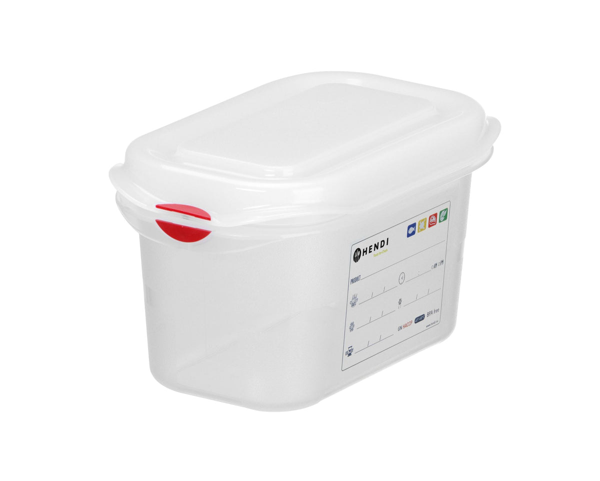 CONTENITORE GN 1/9 POLIPROPILENE, HENDI, GN 1/9, 1,5L, TRASPARENTE, 176X108X(H)150MM - 873144