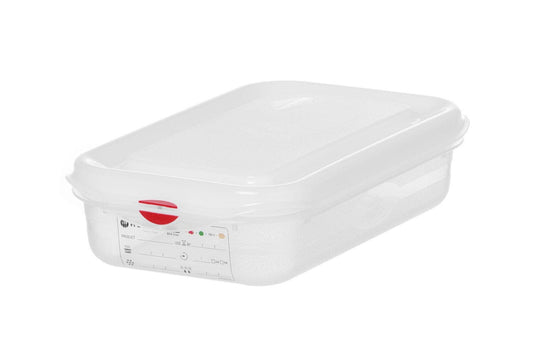 CONTENITORE GN 1/4 POLIPROPILENE, GN 1/4, 1,8L, TRASPARENTE, 265X162X(H)65MM