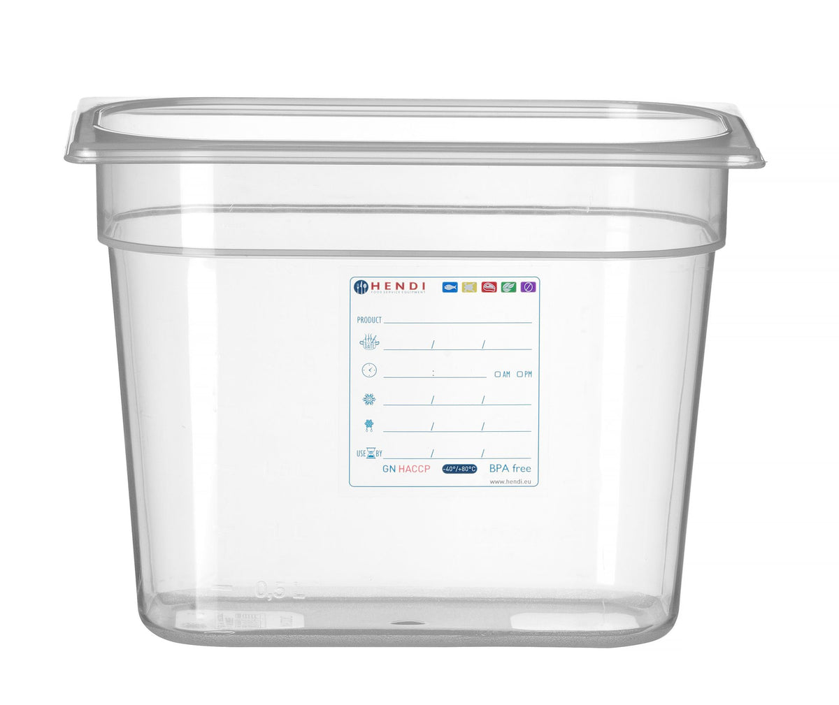 CONTENITORE GASTRONORM 1/4, HENDI, GN 1/4, 1,8L, TRASPARENTE, 265X162X(H)65MM - 880388