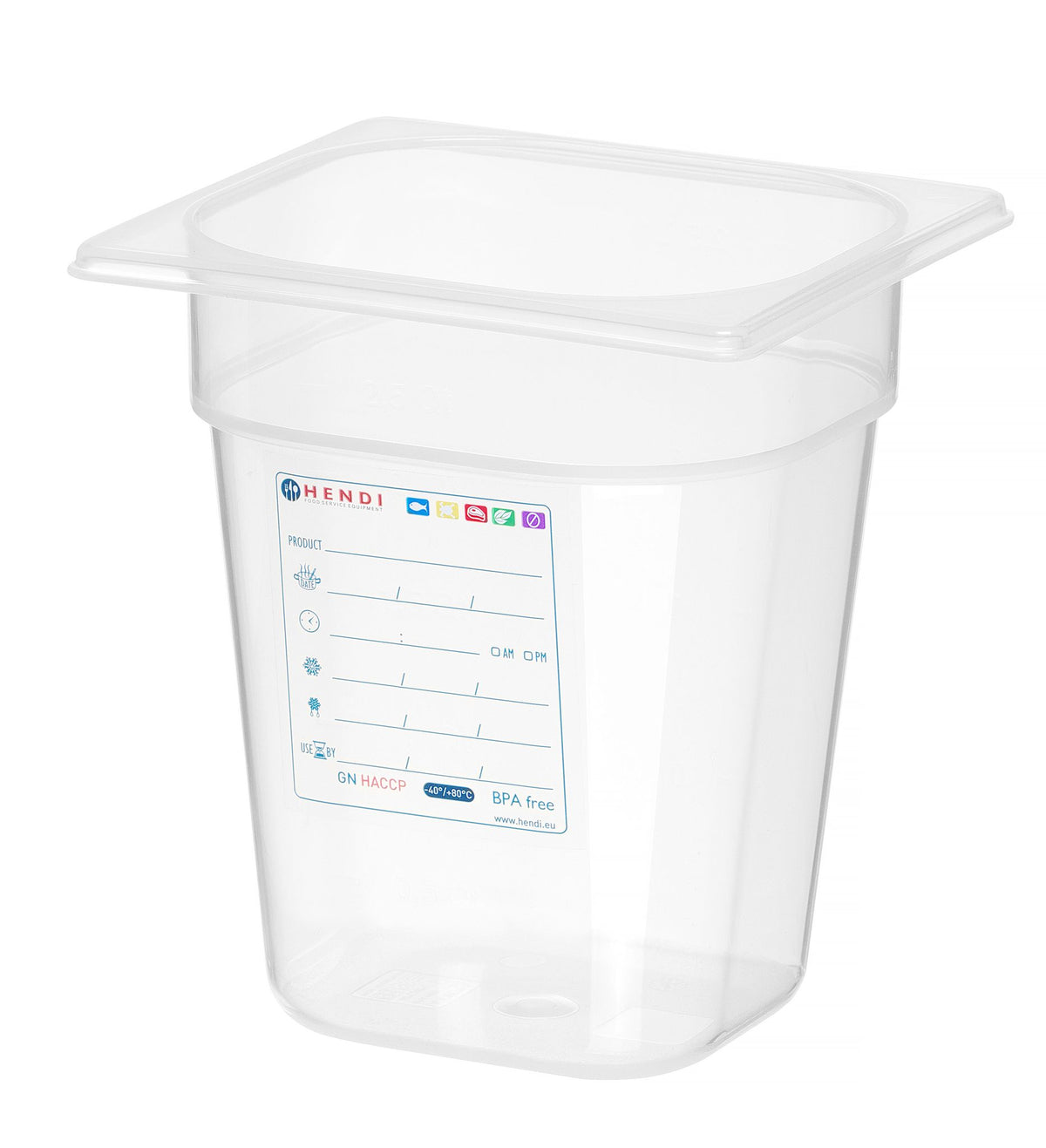 CONTENITORE GASTRONORM 1/6, HENDI, GN 1/6, 1L, TRASPARENTE, 176X162X(H)65MM - 880487