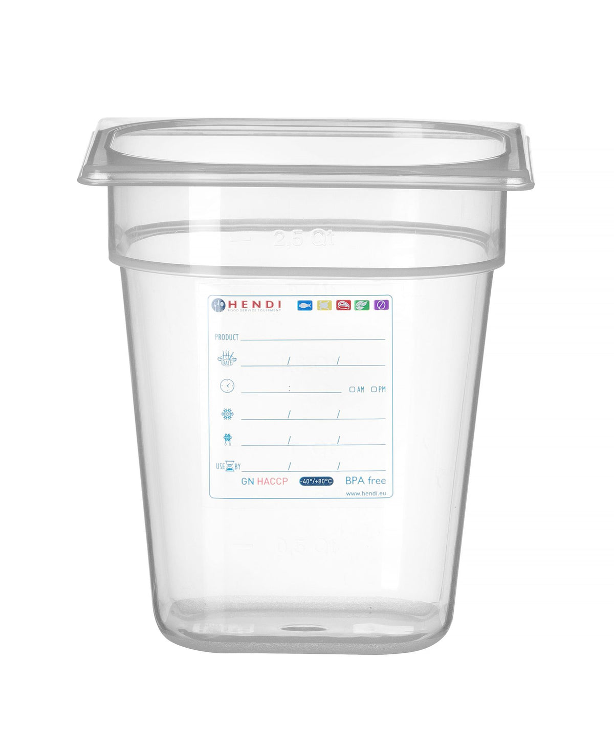 CONTENITORE GASTRONORM 1/6, HENDI, GN 1/6, 1L, TRASPARENTE, 176X162X(H)65MM - 880487