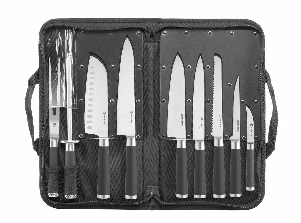 SET DI COLTELLI DA 9 PEZZI, HENDI, NERO, 445X260X(H)65MM - 975770