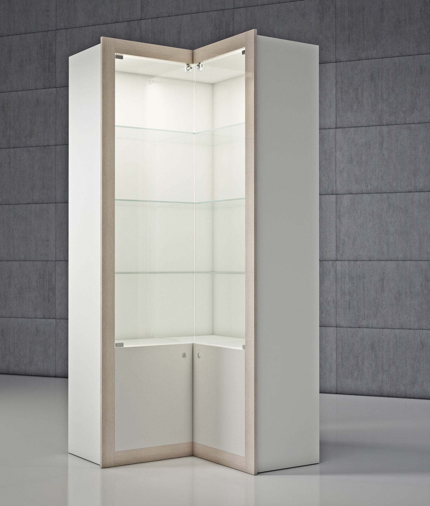 VETRINE ANGOLARI, VETRINE COMPONIBILI QUADRATUM FRAME 100X40X210 CM - QF/AA - ITALVETRINE
