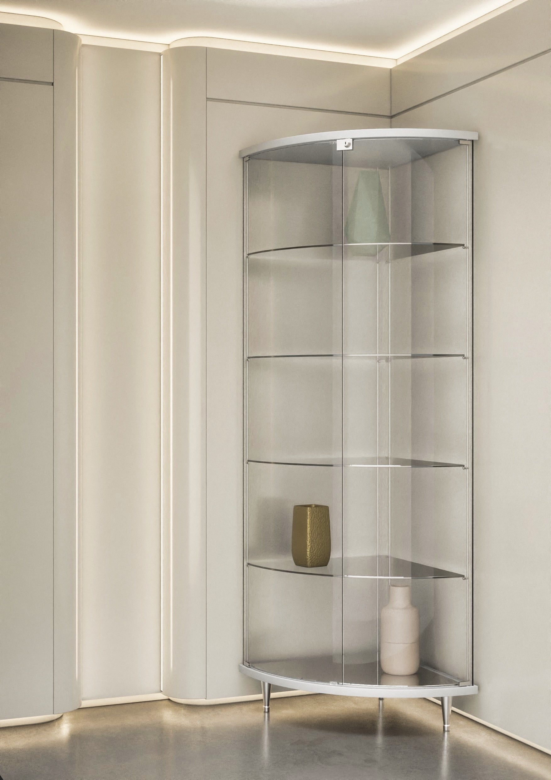 VETRINE ANGOLARI, VETRINE CURVE TOP LINE 3 58X58X190 CM - 203/ANV – 203/ANS – 203/AN - ITALVETRINE