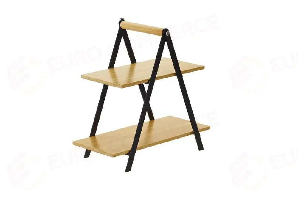 ALZATINA IN BAMBOO E METALLO NATURALE - 34X17X33 CM - S0135 - LEONE - ESPOSITORI BUFFET IN BAMBOO