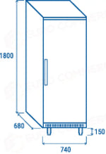 ARMADIO REFRIGERATO EURONORM 600X400MM (CLASSE B) +2°/+8°C - BY 460 - COOL HEAD