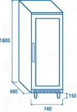 ARMADIO REFRIGERATO EURONORM 600X400MM (PORTAVETRO) +3°/+10°C - BYXG 460 - COOL HEAD