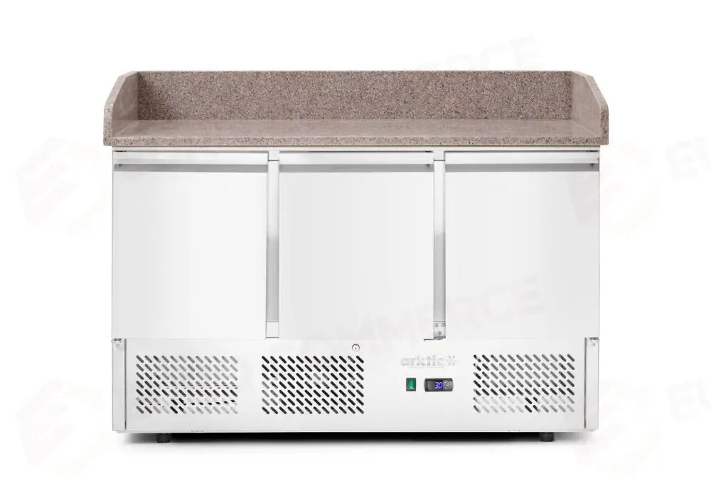 BANCO DA PIZZA CON TRE PORTE E VETRINETTA REFRIGERATA 380 + 40L ARKTIC 254L 230V/400W 1400X700X(H)