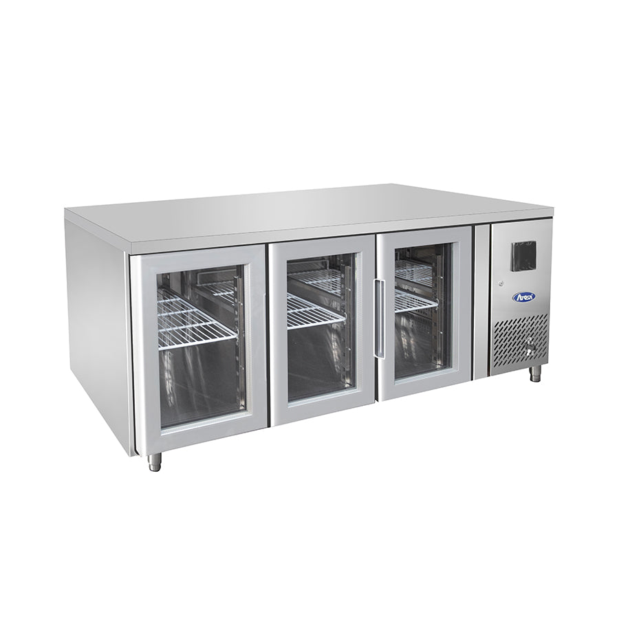 TAVOLO REFRIGERATO ATOSA 700 TN - 3 PORTE IN VETRO - GN 1/1 - EPF3731-GR-304T - ATOSA