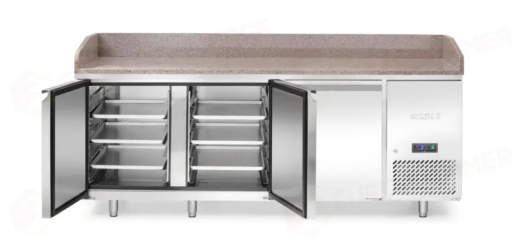 BANCO PIZZA CON PIANO DI LAVORO IN GRANITO 3 PORTE ARKTIC 375L 230V/400W 2010X800X(H)8 - 220252