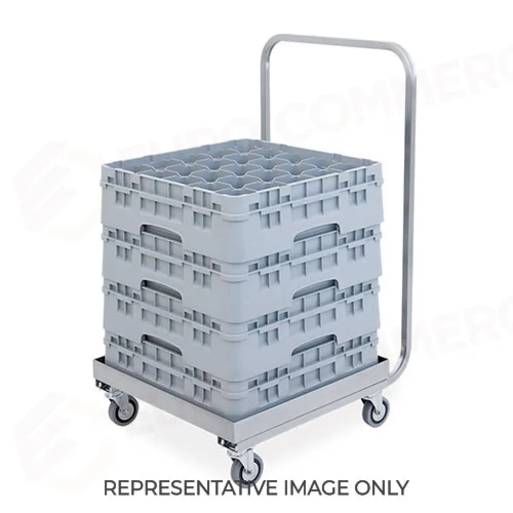 BASE CON MANICO IN ACCIAIO INOX PER CASSETTE CM 51X51 2 RUOTE FRENATE - 2207P-F - METALCARRELLI - CARRELLI