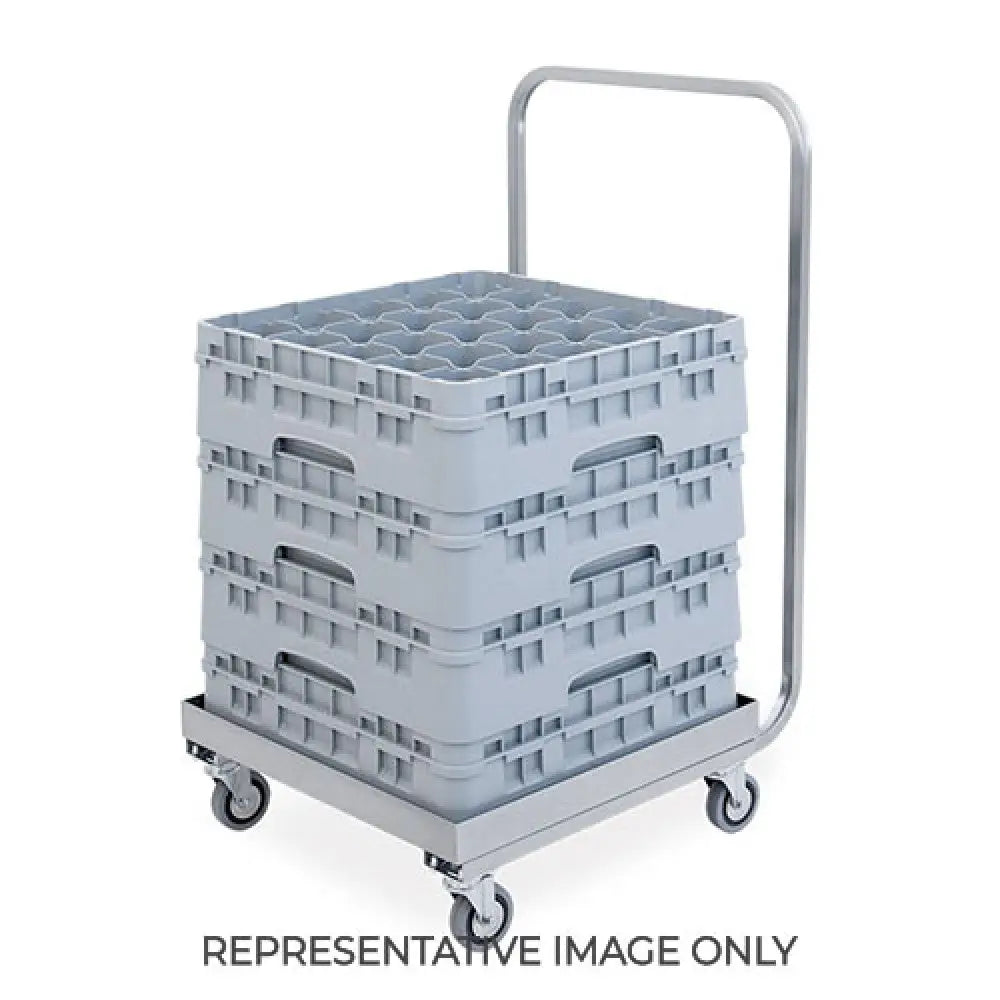 BASE CON MANICO IN ACCIAIO INOX PER CASSETTE CM 51X51 2 RUOTE FRENATE - 2207P-F - METALCARRELLI - CARRELLI