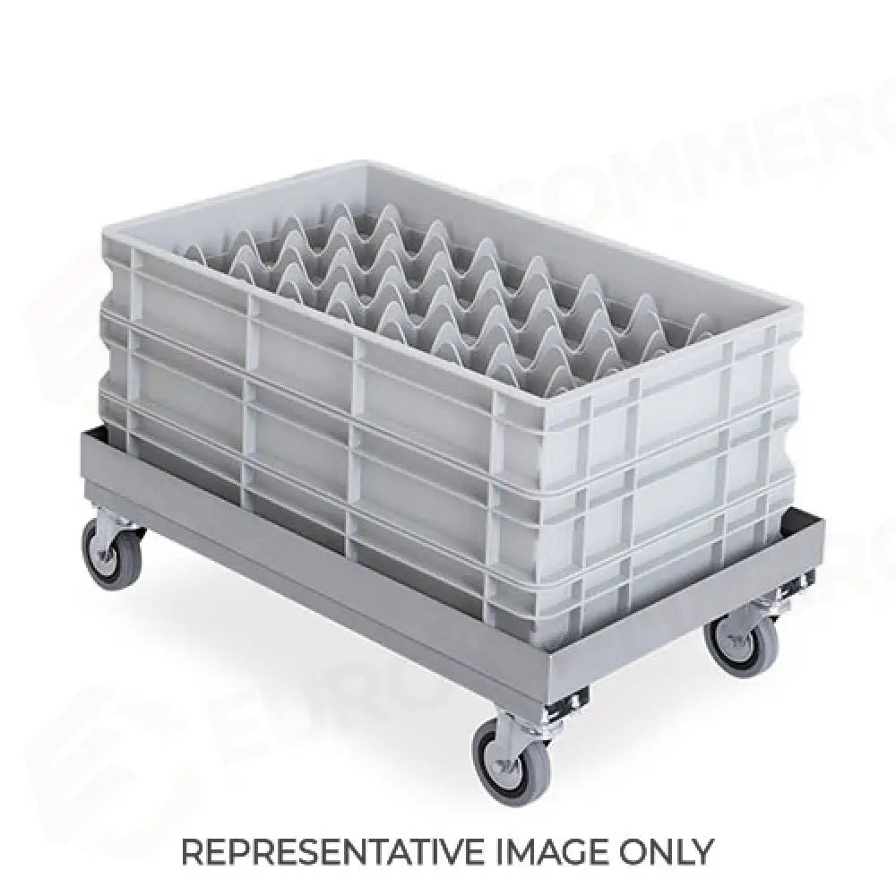 BASE IN ACCIAIO INOX PER CESTELLI LAVASTOVIGLIE CM 61X41 2 RUOTE FRENATE - 2203P-F - METALCARRELLI - CARRELLI