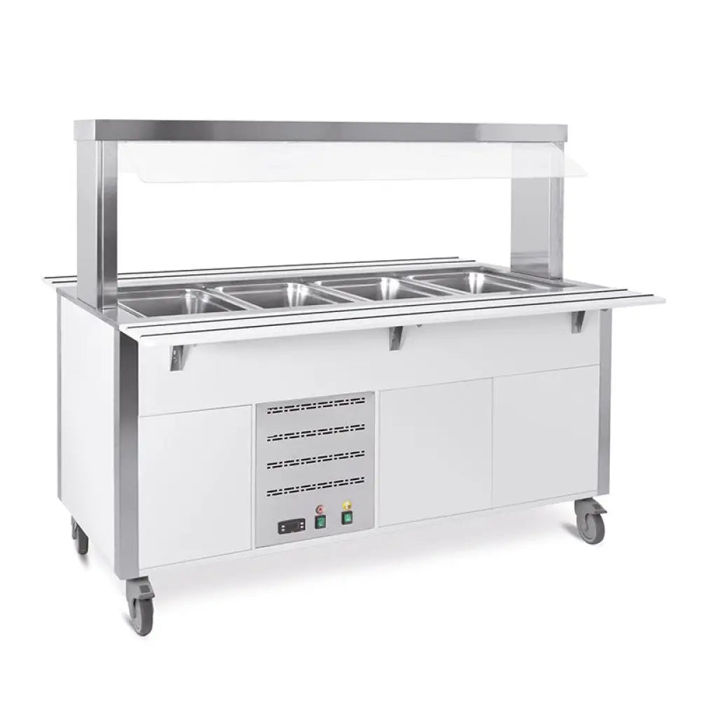 BUFFET CALDO CON PARAFIATO FISSO ARMADIATO ILLUMINAZIONE A LED 4XGN 1/1 LACCATO RAL - 6910CPB.4-R - METALCARRELLI