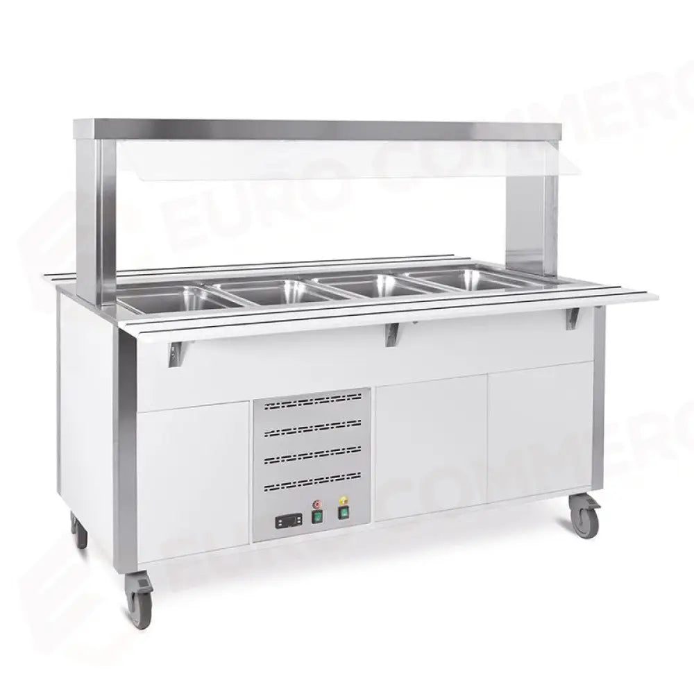 BUFFET CALDO CON PARAFIATO FISSO ARMADIATO ILLUMINAZIONE A LED 4XGN 1/1 LACCATO RAL - 6910CPB.4-RAL - METALCARRELLI