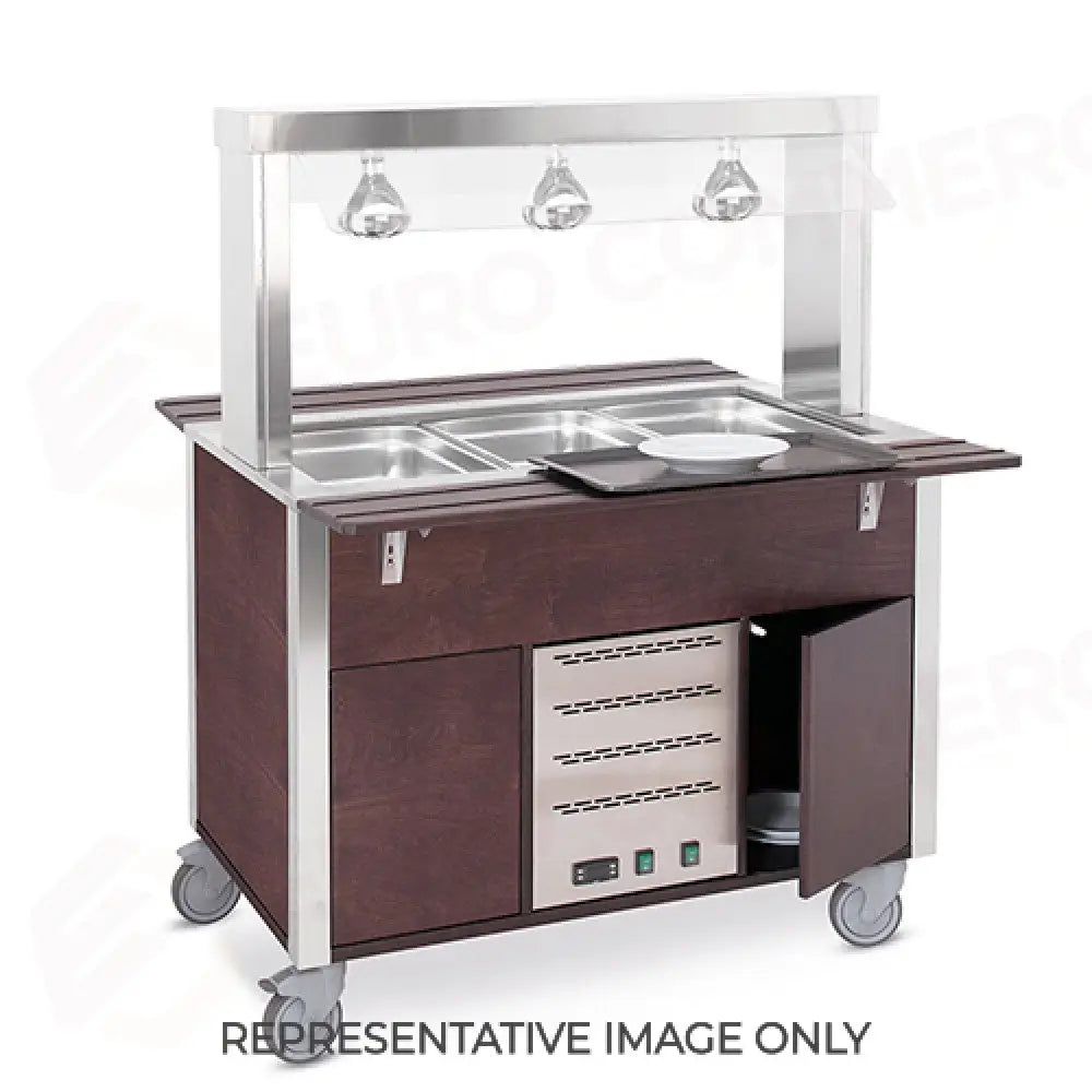 BUFFET CALDO CON PARAFIATO FISSO ARMADIATO LAMPADE A INFRAROSSI 2XGN 1/1 TINTO WENGÉ - 6910CPB.2L-W - METALCARRELLI