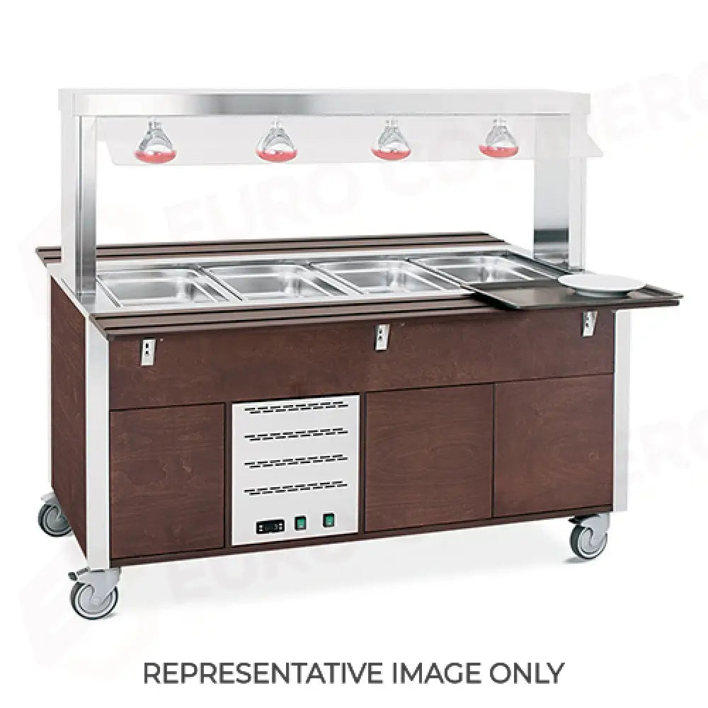 BUFFET CALDO CON PARAFIATO FISSO ARMADIATO LAMPADE A INFRAROSSI 6XGN 1/1 TINTO WENGÉ - 6910CPB.6L-W - METALCARRELLI