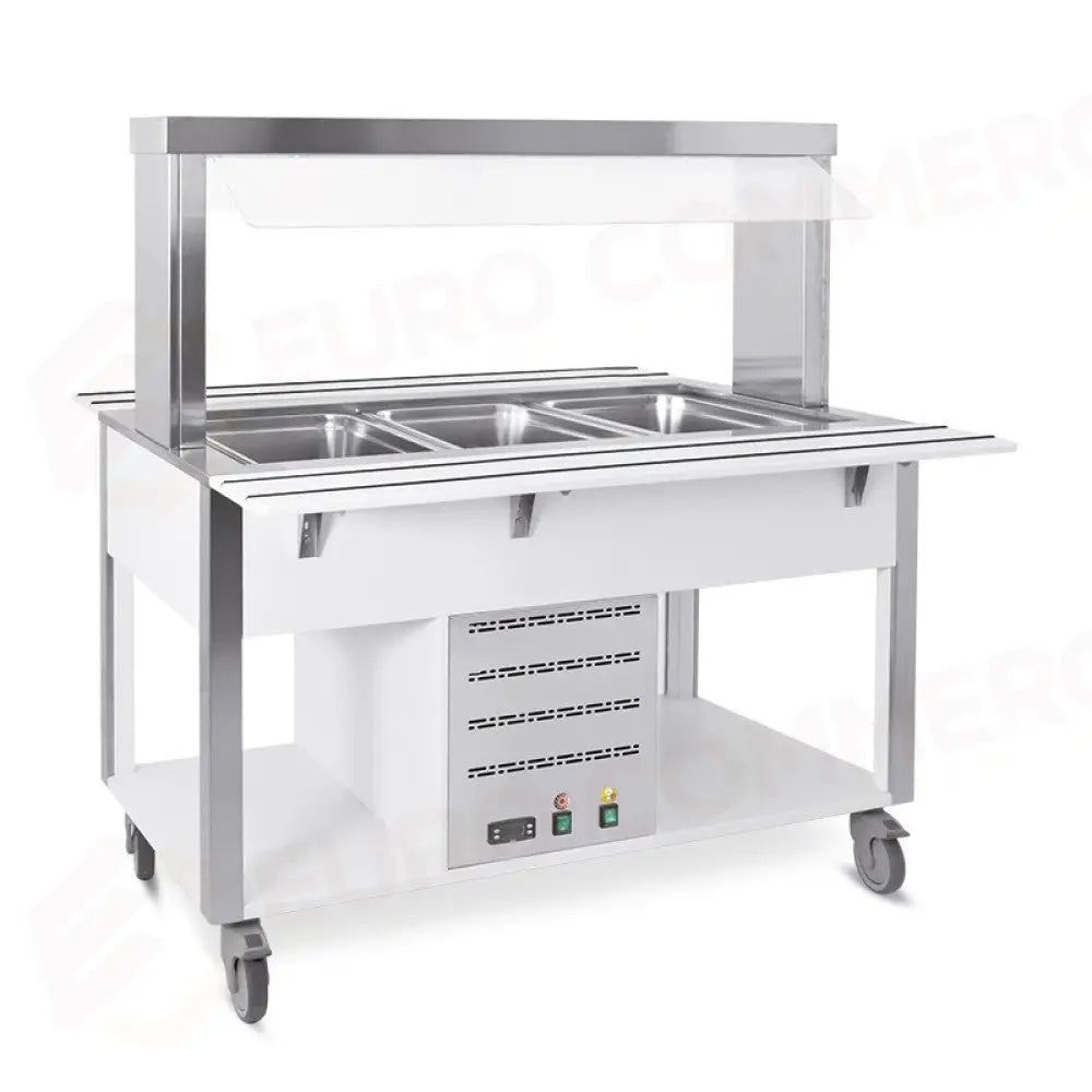 BUFFET CALDO CON PARAFIATO FISSO ILLUMINAZIONE A LED 3XGN 1/1 LACCATO RAL - 6910.3-R - METALCARRELLI - CARRELLI