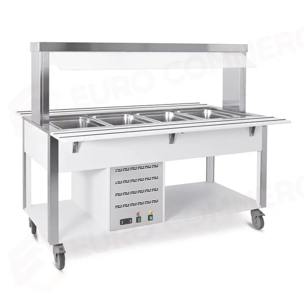 BUFFET CALDO CON PARAFIATO FISSO ILLUMINAZIONE A LED 4XGN 1/1 LACCATO RAL - 6910.4-RAL - METALCARRELLI - CARRELLI