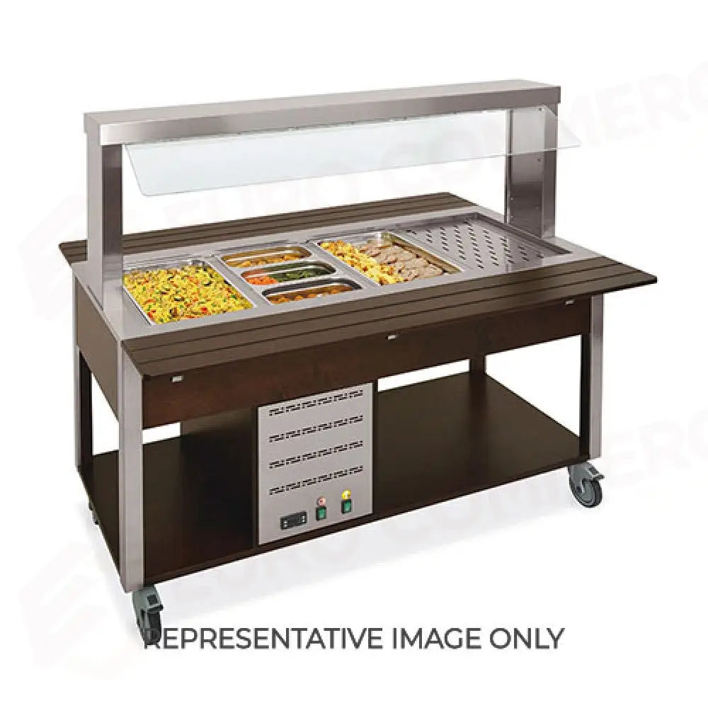 BUFFET CALDO CON PARAFIATO FISSO ILLUMINAZIONE A LED 5XGN 1/1 TINTO WENGÉ - 6910.5-W - METALCARRELLI - CARRELLI
