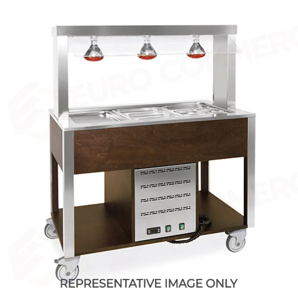 BUFFET CALDO CON PARAFIATO FISSO LAMPADE A INFRAROSSI 2XGN 1/1 TINTO WENGÉ - 6910.2L-W - METALCARRELLI - CARRELLI