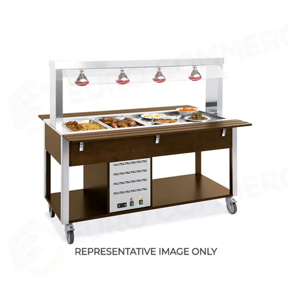 BUFFET CALDO CON PARAFIATO FISSO LAMPADE A INFRAROSSI 5XGN 1/1 LACCATO RAL - 6910.5L-R - METALCARRELLI - CARRELLI