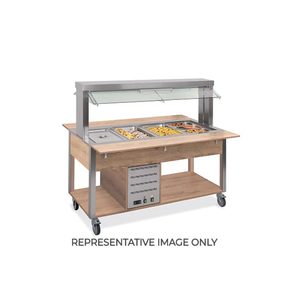 BUFFET CALDO CON PARAFIATO MOBILE ARMADIATO ILLUMINAZIONE A LED 2XGN 1/1 LACCATO RAL - 6910CPB.2M-R - METALCARRELLI