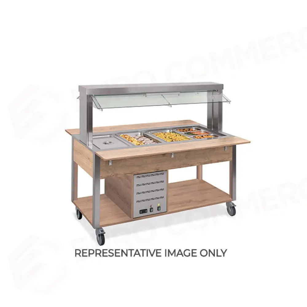 BUFFET CALDO CON PARAFIATO MOBILE ARMADIATO ILLUMINAZIONE A LED 4XGN 1/1 TINTO WENGÉ - 6910CPB.4M-W - METALCARRELLI