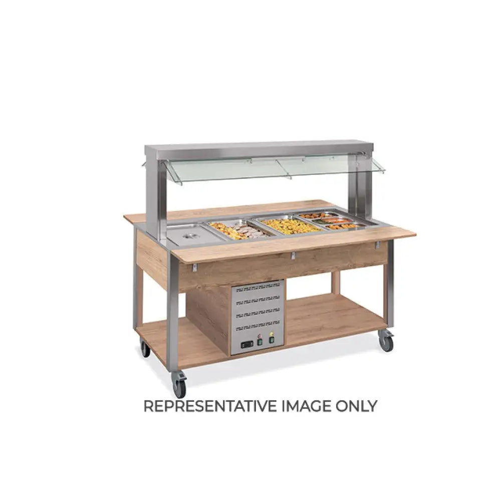BUFFET CALDO CON PARAFIATO MOBILE ILLUMINAZIONE A LED 3XGN 1/1 LACCATO RAL - 6910.3M-R - METALCARRELLI - CARRELLI