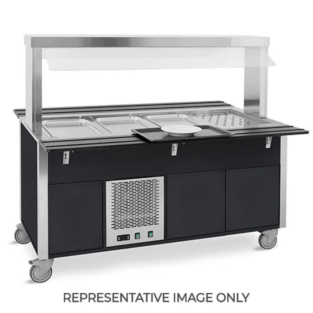 BUFFET FREDDO CON PARAFIATO FISSO ARMADIATO ILLUMINAZIONE A LED 2XGN 1/1 NERO - 6900CPB.2-N - METALCARRELLI - CARRELLI
