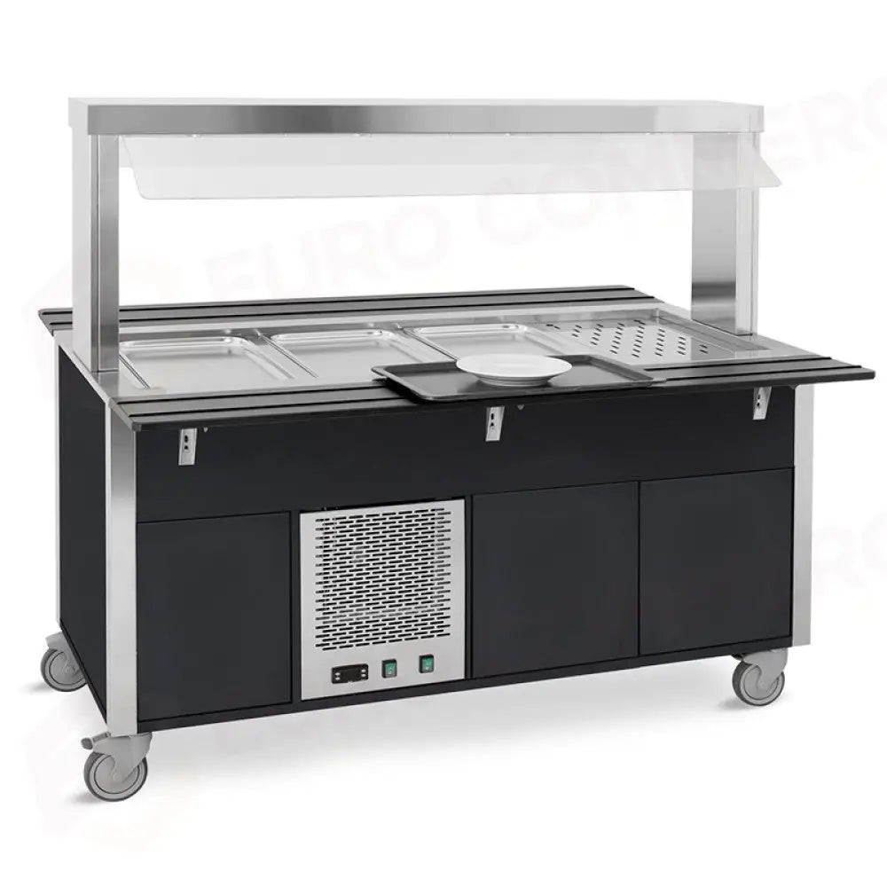 BUFFET FREDDO CON PARAFIATO FISSO ARMADIATO ILLUMINAZIONE A LED 4XGN 1/1 NERO - 6900CPB.4-N - METALCARRELLI - CARRELLI