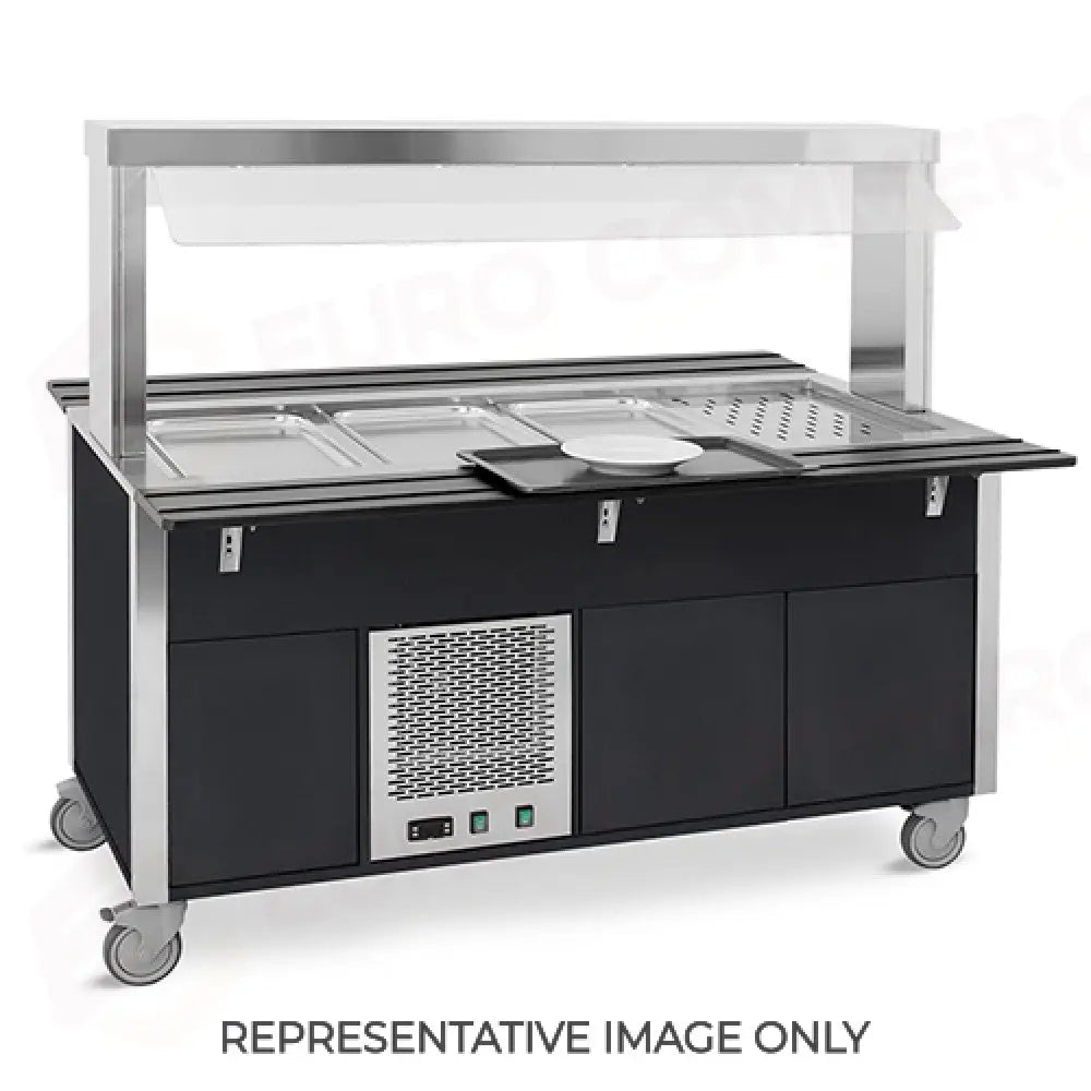 BUFFET FREDDO CON PARAFIATO FISSO ARMADIATO ILLUMINAZIONE A LED 4XGN 1/1 LACCATO RAL - 6900CPB.4-R - METALCARRELLI