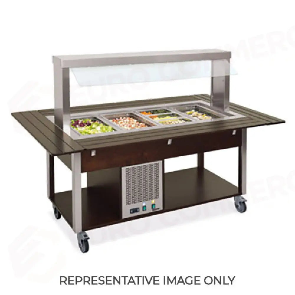 BUFFET FREDDO CON PARAFIATO FISSO ILLUMINAZIONE A LED 2XGN 1/1 LACCATO RAL - 6900.2-R - METALCARRELLI - CARRELLI
