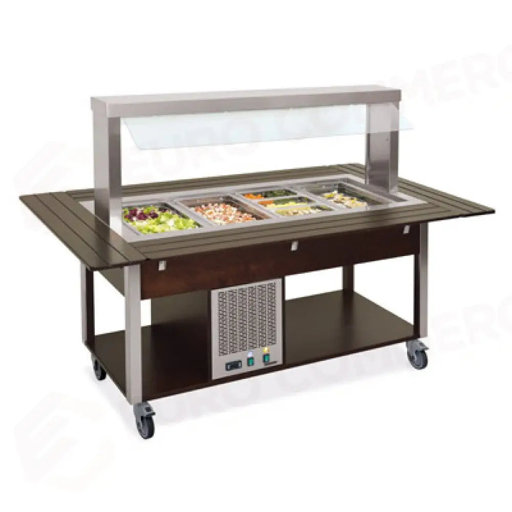 BUFFET FREDDO CON PARAFIATO FISSO ILLUMINAZIONE A LED 2XGN 1/1 TINTO WENGÉ - 6900.2-W - METALCARRELLI - CARRELLI
